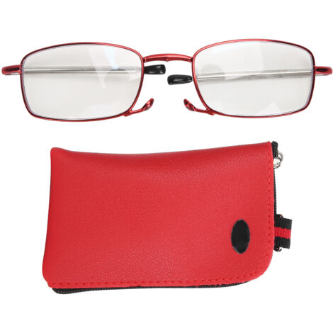 Lunettes de lecture anti-lumière bleue pliables multifocales pour presbytes, design tendance (+300 Rouge)