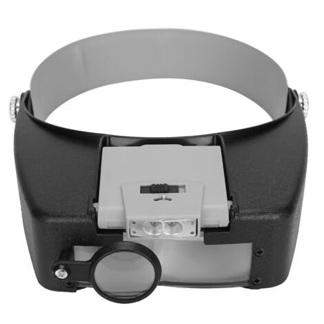 Lunettes de lecture LED avec loupe frontale pour réparations, alimentées par piles, couleur gris