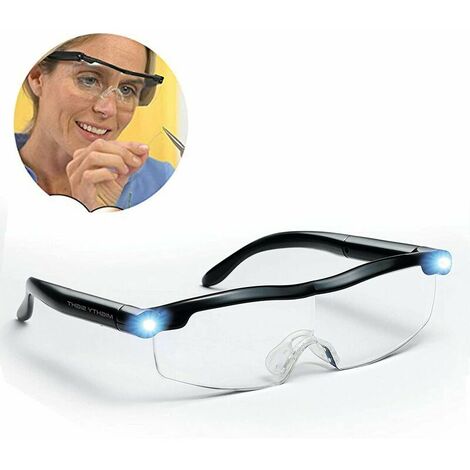 Lunettes de lecture-loupe avec lumière LED, grossissement de 160%, adaptées à la lecture, tous les travaux de précision, couture, réparation, horloges et travaux manuels, 2 pièces