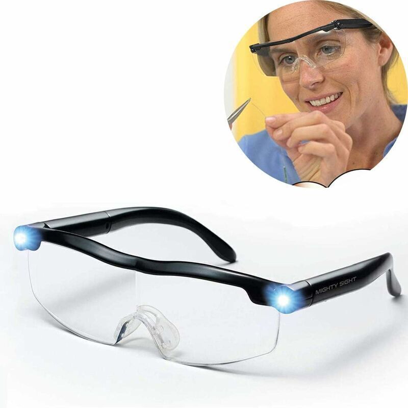 VURAHOME - Lunettes de Lecture - Loupe de Vision puissante avec lumière LED, grossissement de 160%, pour Lecture,Tous Les Travaux de