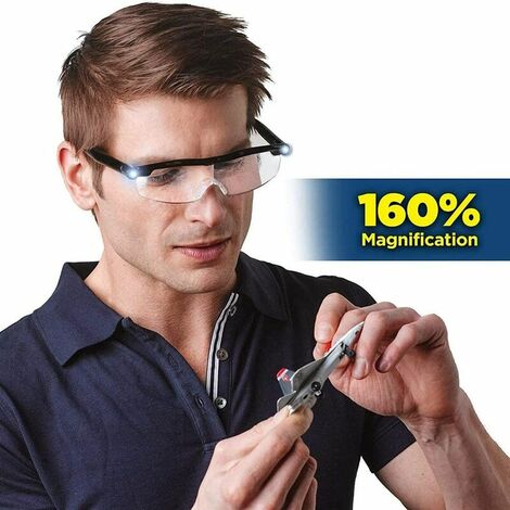 Lunettes de Lecture - Loupe de Vision puissante avec lumière LED, grossissement de 160%, pour Lecture,Tous Les Travaux de Précision,Réparations,Couture, Montres et Artisanat