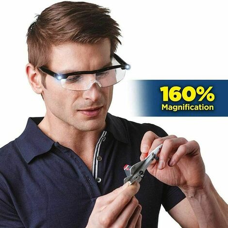 Lunettes de Lecture - Loupe de Vision puissante avec lumière LED, grossissement de 160%, pour Lecture,Tous Les Travaux de Précision,Réparations,Couture, Montres et Artisanat