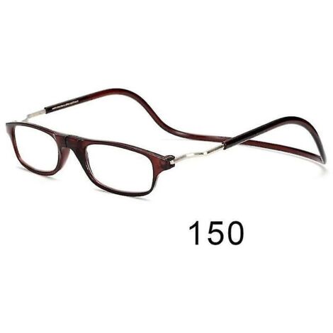 Lunettes de lecture magnétiques flexibles, pliables et réglables, à suspendre autour du cou - correction 150 - couleur fauve