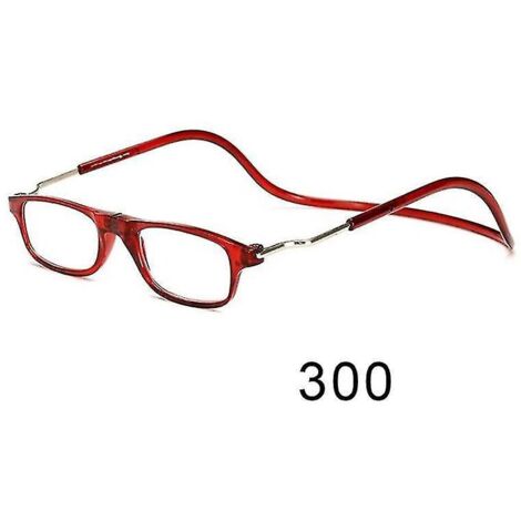 Lunettes de lecture magnétiques flexibles, pliables et réglables, à suspendre autour du cou - correction 300 - Rouge