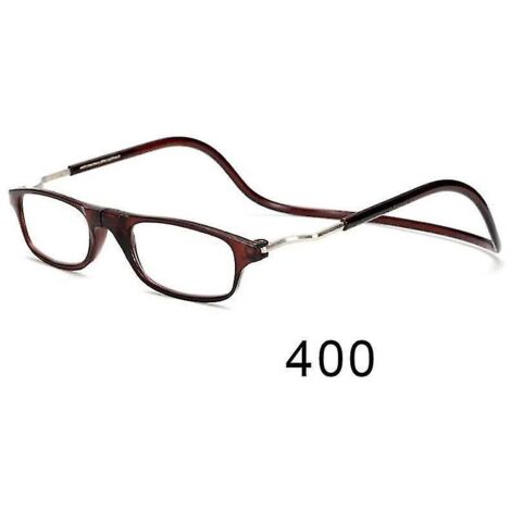 Lunettes de lecture magnétiques flexibles, pliables et réglables, à suspendre autour du cou - correction 400 - couleur fauve