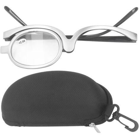 Lunettes de lecture maquillage portables avec loupe rotative à bascule +2.00 pour presbytes