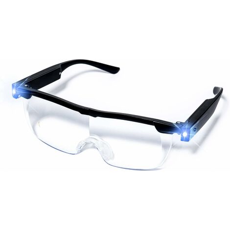 Lunettes de Lecture,Lunette Loupe 2 Lumières LED,Loupe de Lecture grossissement 160%,Loupe Eclairante,Tous Les Travaux de Précision,Réparations,Couture, Montres et Artisanat