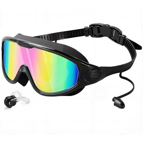 Lunettes De Natation Avec Protection Nez - Verres En Verre Trempé Anti-buée - Vision Large 180°, Sangle Réglable