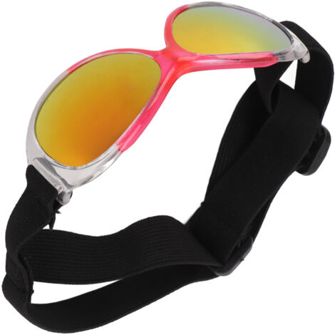 Lunettes de protection canines anti-vent et UV, lunettes de soleil ajustables pour chien avec sangle confort - Rose