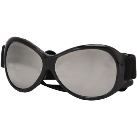 Lunettes de protection canines anti-vent et UV, lunettes de soleil pour chien avec bandeau ajustable - Noir Argenté
