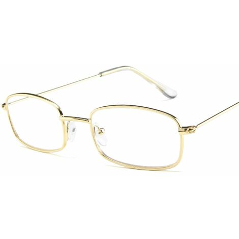 Lunettes de protection DENUOTOP Nouvmode lunettes de soleil carrées en métal tendance rétro (cadre doré blanc plat 1 pièces)