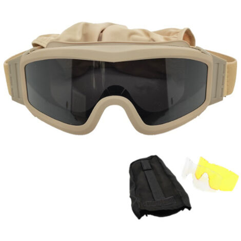Lunettes de protection Desert Locust, coupe-vent et anti-sable, pour activités de plein air, avec 2 verres, couleur kaki.