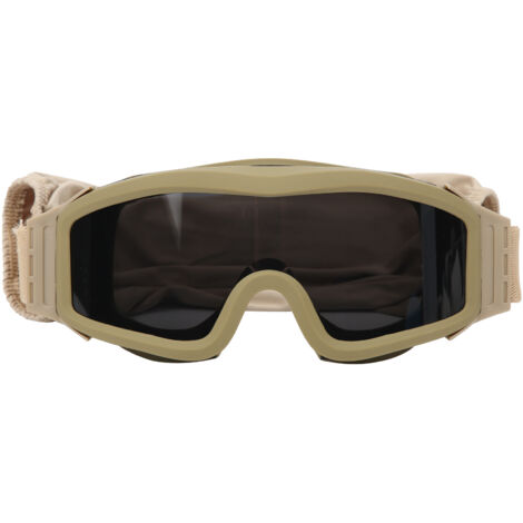 Lunettes de protection militaire anti-explosion, résistantes aux impacts et anti-poussière (Cadre kaki, verre gris)