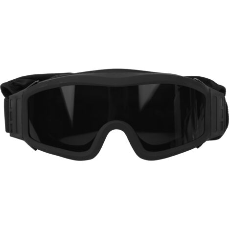 Lunettes de protection militaire anti-explosion, résistantes aux impacts et anti-poussière (verre gris, monture noire)