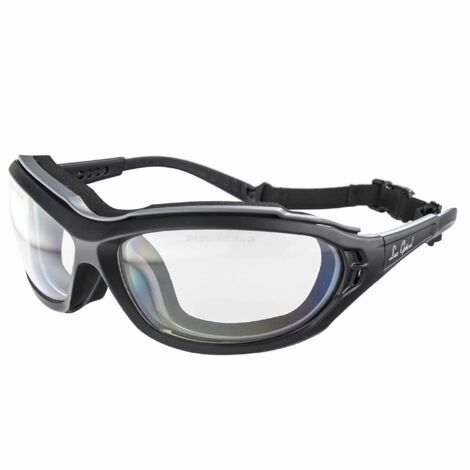Lunettes de protection norme EPI – Monture nylon avec bandeau élastique ajustable – Oculaires polycarbonate anti-UV – Lot de 10 pièces – Lux Optical
