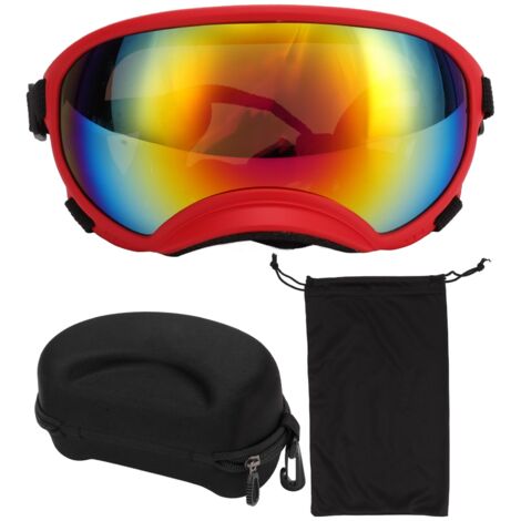 Lunettes de protection pour chien anti-vent, anti-UV et anti-poussière, avec monture rouge et verres rouges pour grandes races.