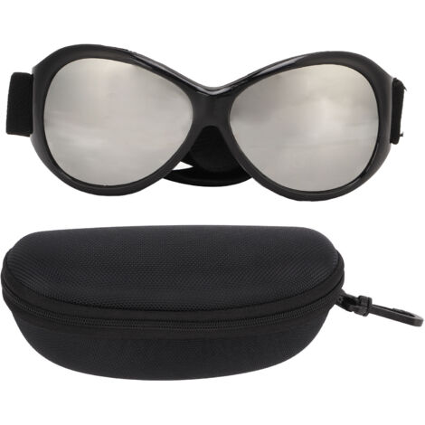 Lunettes de protection pour chien anti-vent, lunettes de soleil canines avec sangle réglable - Noir Argenté