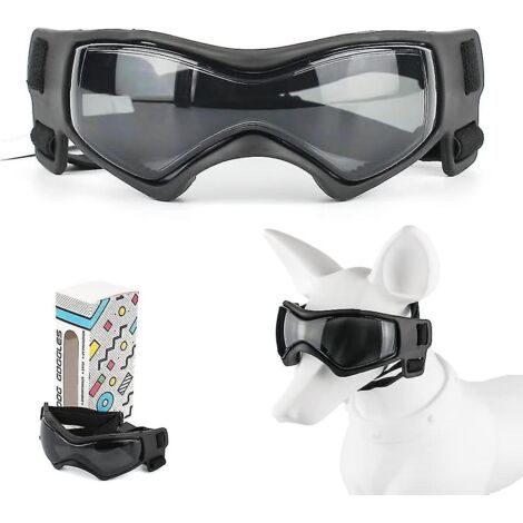 Lunettes de protection pour chien faciles à porter, lunettes de soleil pour petits chiens, protection UV réglable, lunettes imperméables et coupe-vent pour chiots de petite à moyenne taille (noir)