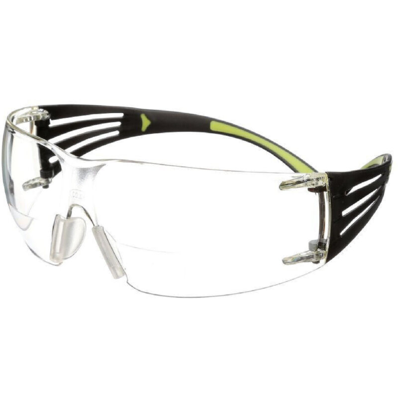 3M - securefit 400 lunettes de lecture de sécurité avec monture noire/verte, anti-rayures/anti-condensation, verres clairs +1,5, s