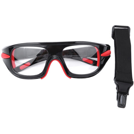 Lunettes de protection sport anti-choc pour football et basketball, lentilles PC - Noir Rouge