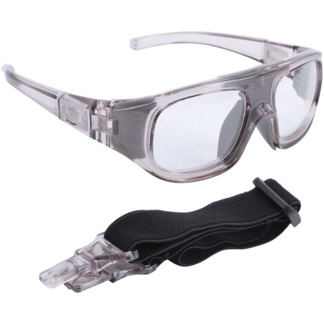 Lunettes de protection sportive en PC résistant aux chocs, monture ajustable (gris)