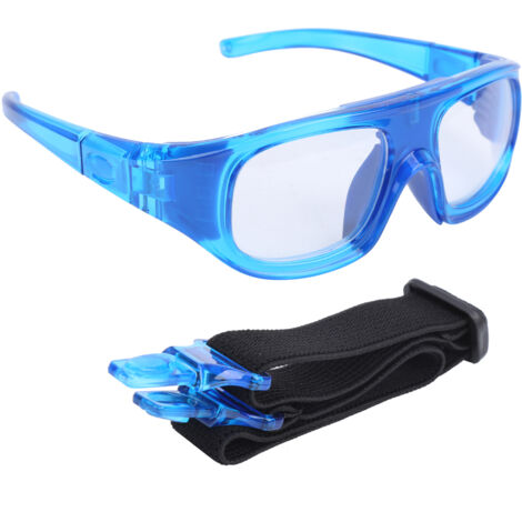 Lunettes de protection sportive en PC résistant aux chocs, monture amovible pour le basketball (bleu)