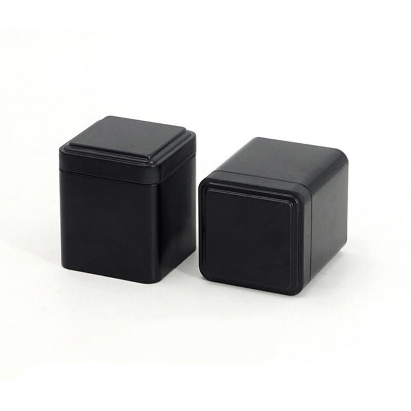 Set 2 boîtes à thé métal rangement noir