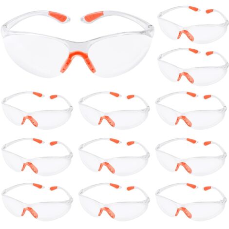 Lunettes de Sécurité, Lunette de Protection Travail, Lunettes de Protection Anti-Glisse avec Verres Transparents & Pont-de-Nez Caoutchouc, Lunette Transparente PC