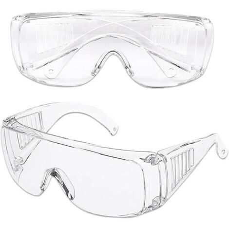 Lunettes de sécurité, lunettes de travail, lot de 2, lunettes de sécurité transparentes, antibuée et incassables, résistantes aux rayures, adaptées aux porteurs de lunettes, lunettes de sécurité pour
