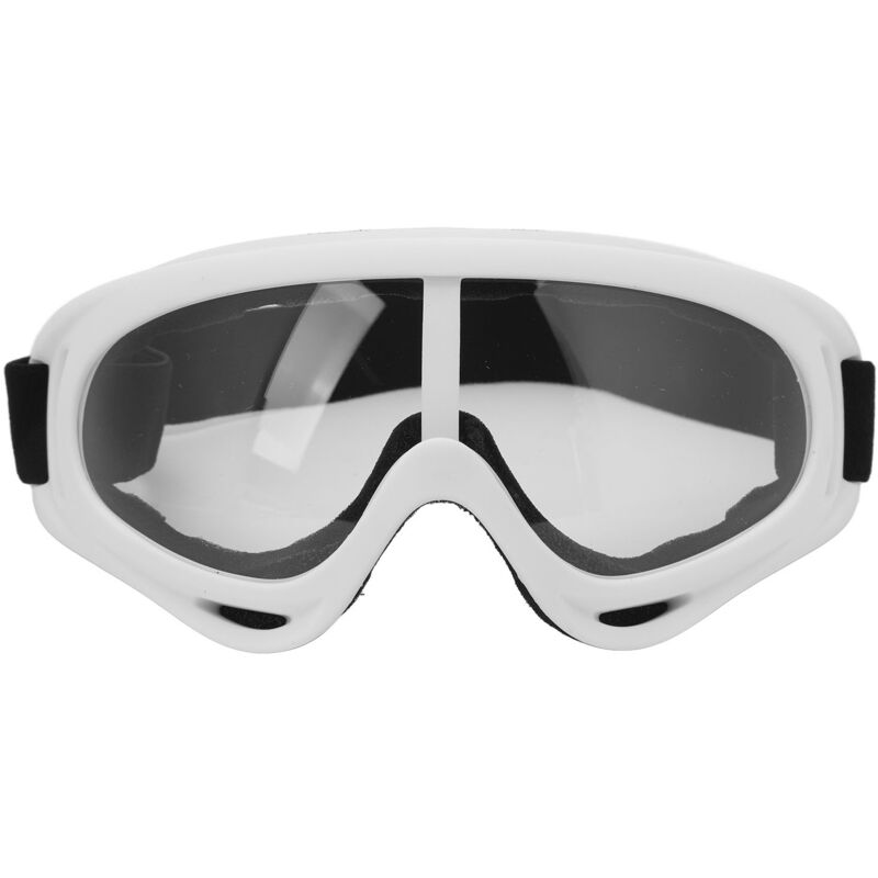 Lunettes de ski à lentilles transparentes PC, protection UV, bandeau réglable pour hommes et femmes, cadre blanc