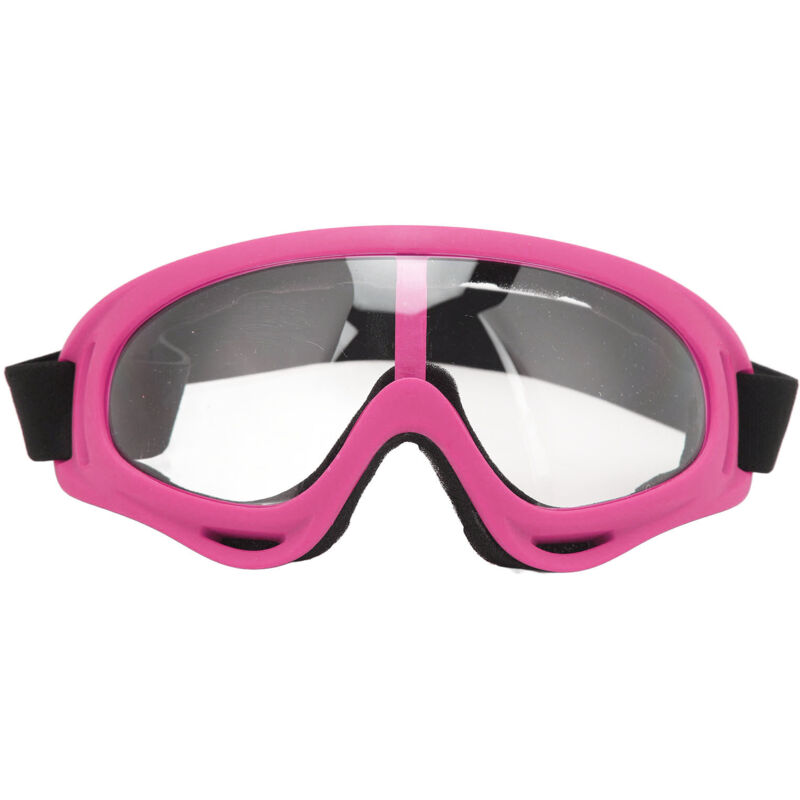 Lunettes de ski anti-UV avec verres transparents, bandeau réglable et monture rose pour hommes et femmes - Protection vent et neige