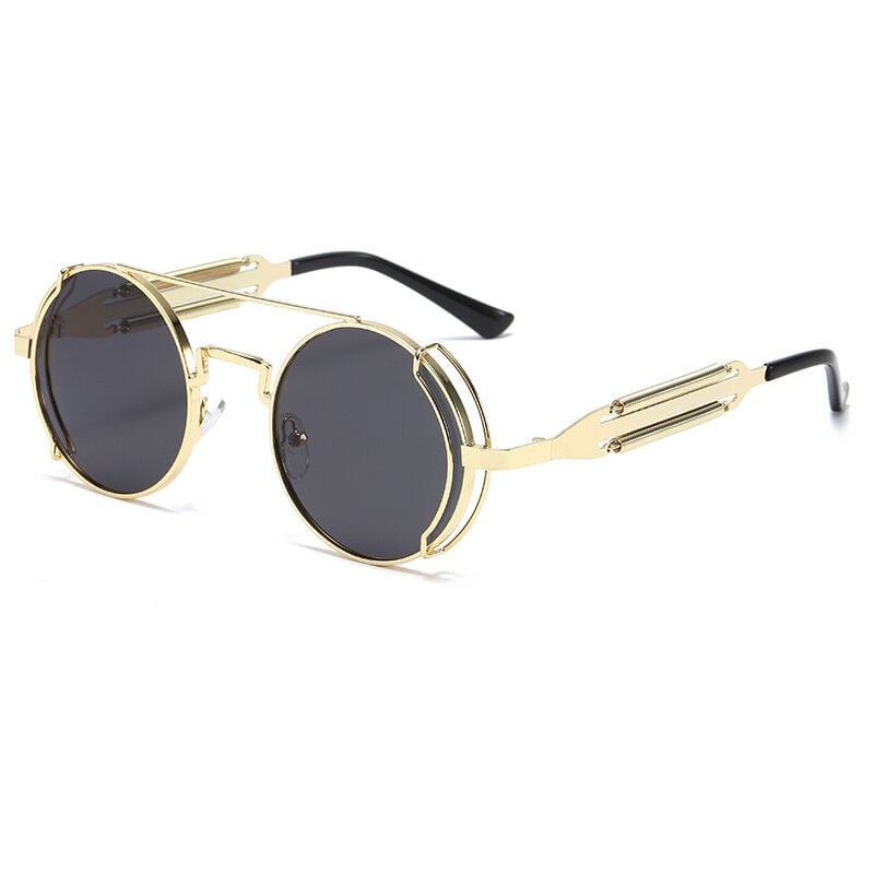 Lunettes de soleil personnalisées Steam Punk Metal Double Spring Leg Lunettes de soleil polyvalentes