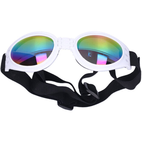 Lunettes de Soleil pour Chien, Protection UV, Modèle Pliable pour Été, Chiens de Taille Moyenne et Grande, Blanc
