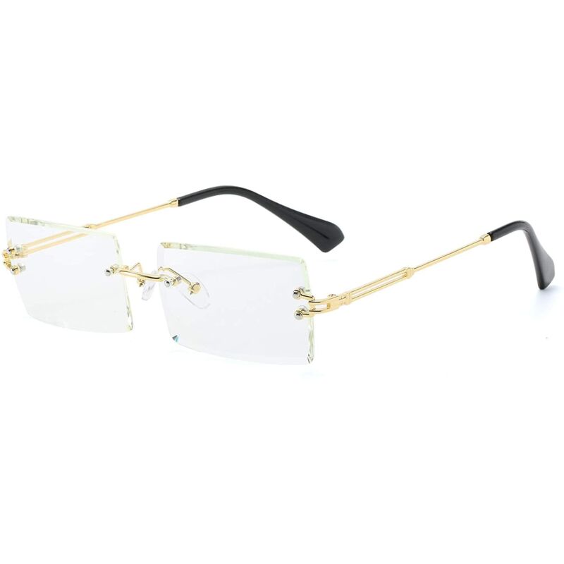 Lunettes de soleil rectangulaires sans monture à monture métallique ultralégère pour femmes/hommes