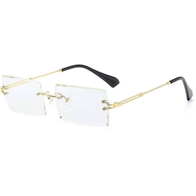Lunettes de soleil rectangulaires sans monture pour femmes/hommes, monture en métal ultralégère
