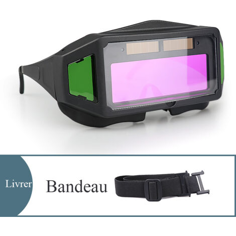 Lunettes de soudage professionnelles, lunettes de soudage automatiques, lunettes de protection anti-éblouissantes pour les travaux de soudage (bandeau inclus)