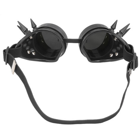 Lunettes de vélo vintage industrielles ABS à double couche anti-vent avec style steampunk et pointes uniques - Noir