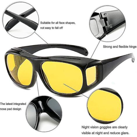 Lunettes de vision nocturne UV400 compatibles avec les lunettes de vue enveloppantes