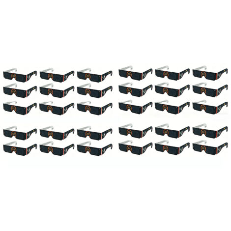 Lunettes d'observation d'éclipse solaire 2026, certifiées CE et ISO, protection solaire sûre, lot de 30, motif astronaute noir.