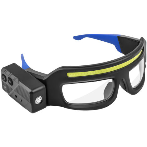 Lunettes LED avec lampe frontale compacte, 5 modes, pour adultes, idéales pour le camping, le vélo et les réparations, branches bleu