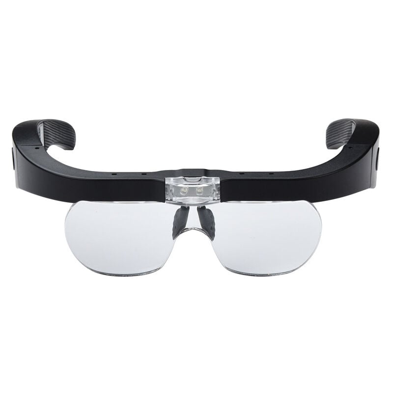 Cyslmuk - Lunettes Loupe avec 2 Lumières led, Frontale Grossissantes Casque Loupe Mains Libres pour Couture, Lecture Réparations, Bijoux, Montres et