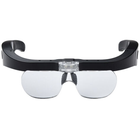 Lunettes Loupe avec 2 Lumières LED, Frontale Grossissantes Casque Loupe Mains Libres pour Couture, Lecture Réparations, Bijoux, Montres et Artisanat, 4 Lentilles Détachables