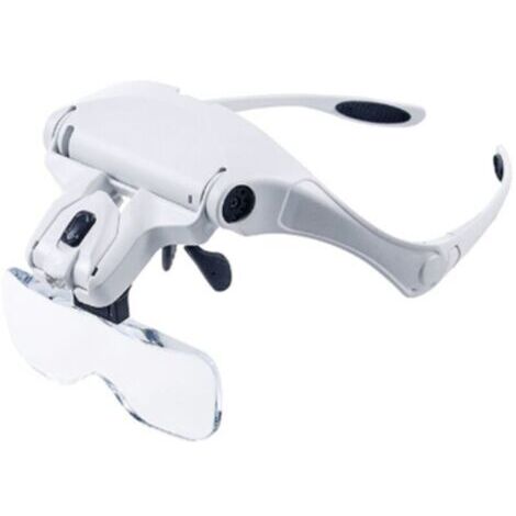 Lunettes loupe avec lumière mains libres, bandeau lupen avec 2 lumières LED pour loisirs, lecture, 5 objectifs interchangeables (1,0 x à 3,5 X)
