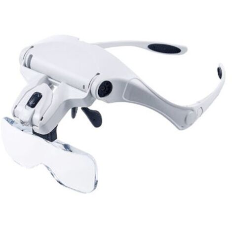 Lunettes loupe avec lumière mains libres, bandeau lupen avec 2 lumières LED pour loisirs, lecture, 5 objectifs interchangeables (1,0 x à 3,5 X) A+