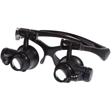 LUNETTES LOUPE ÉCLAIRÉES LED AVEC 4 LENTILLES 10X 15X 20X 25X
