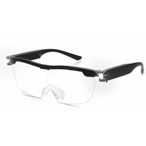 Lunettes loupes 180 % avec lumière LED rechargeable – Grossissement puissant – Protection anti-lumière bleue – Pour travail rapproché et lecture