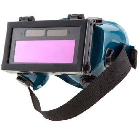 Lunettes Masque de Soudure LCD Batterie Solaire Auto-obscurcissant/assombrissantes Lunette de Protection des Yeux pour Soudage avec Bande (Vert)