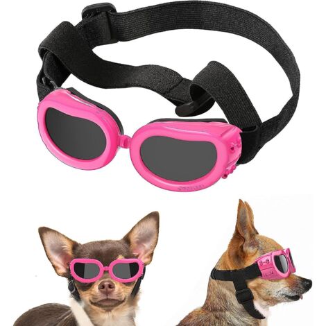 lunettes Pour Chiens- Rose, Lunettes De Soleil Pour Animaux De Compagnie Rglables, Lunettes De Protection Tanche  La Poussire Anti-uv, Coupe-vent