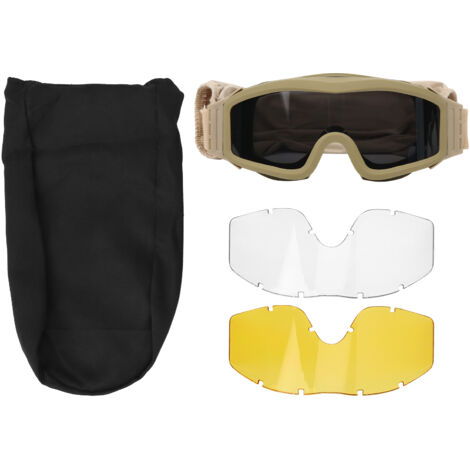 Lunettes tactiques militaires anti-vent 6003 pour entraînement CS et terrain jungle - Khaki désert