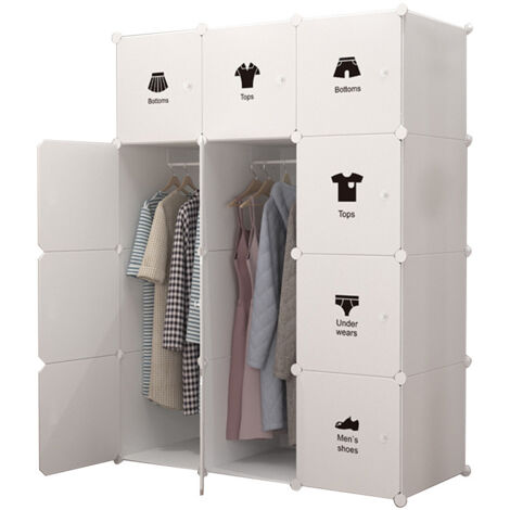 Lunsy – Armoire enfant blanche 111 x 47 x 147 cm – Étagère de rangement en plastique – Solution de rangement pratique pour chambre